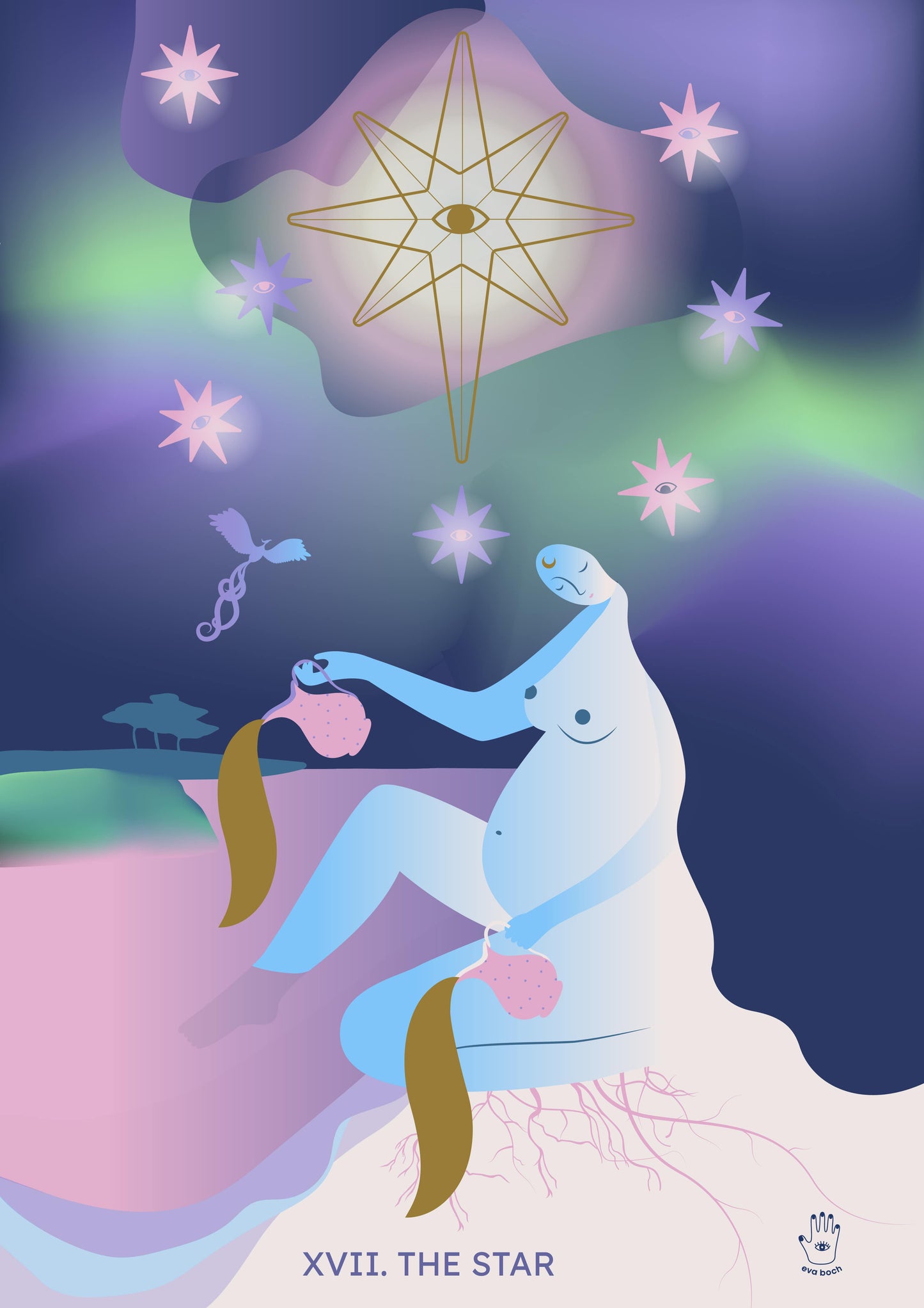 The Star Tarot Art Print, Wall Art Print, Poster, Illustration