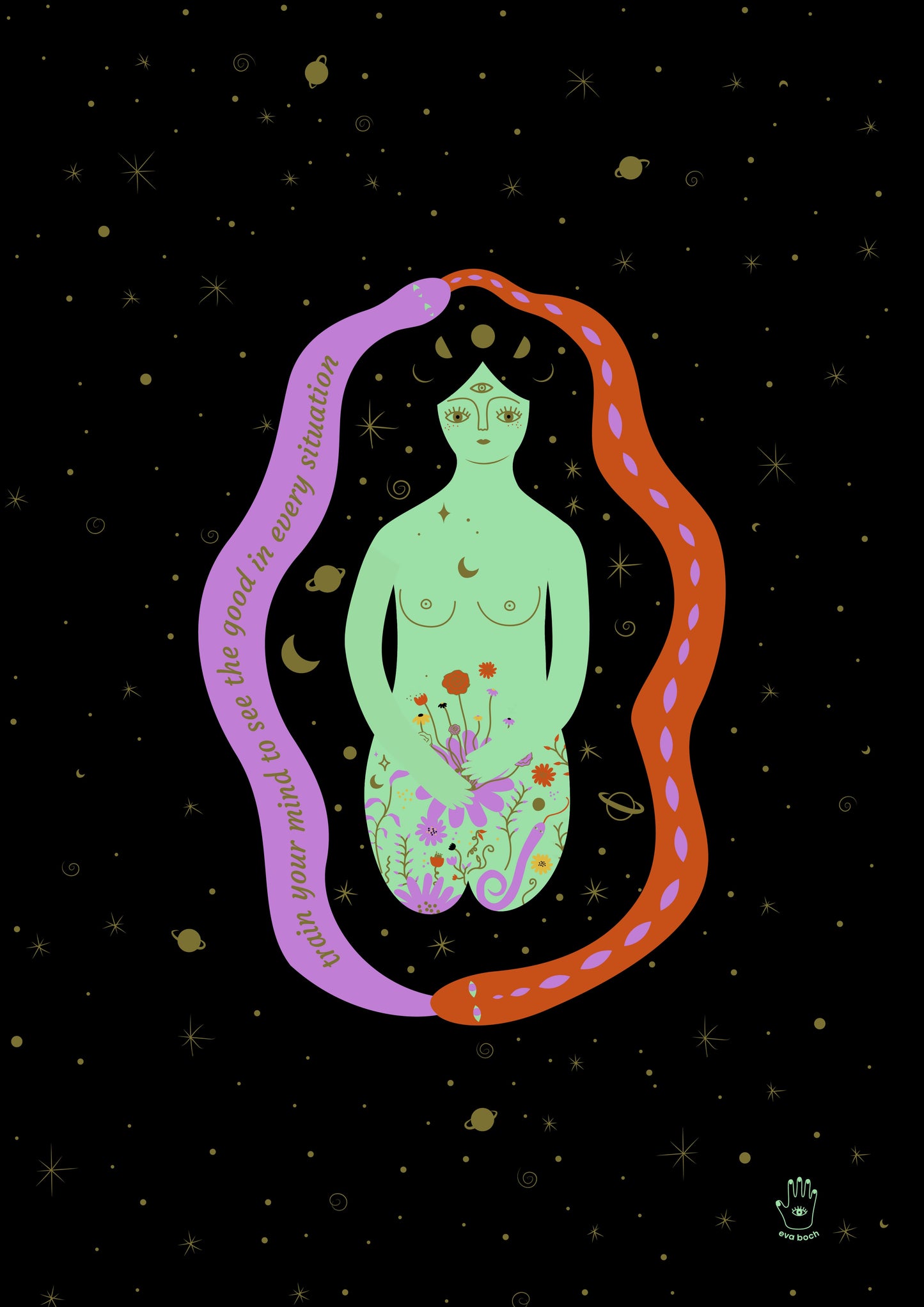 Universe Goddess Art Print, Wall Art Print, Poster, Illustration