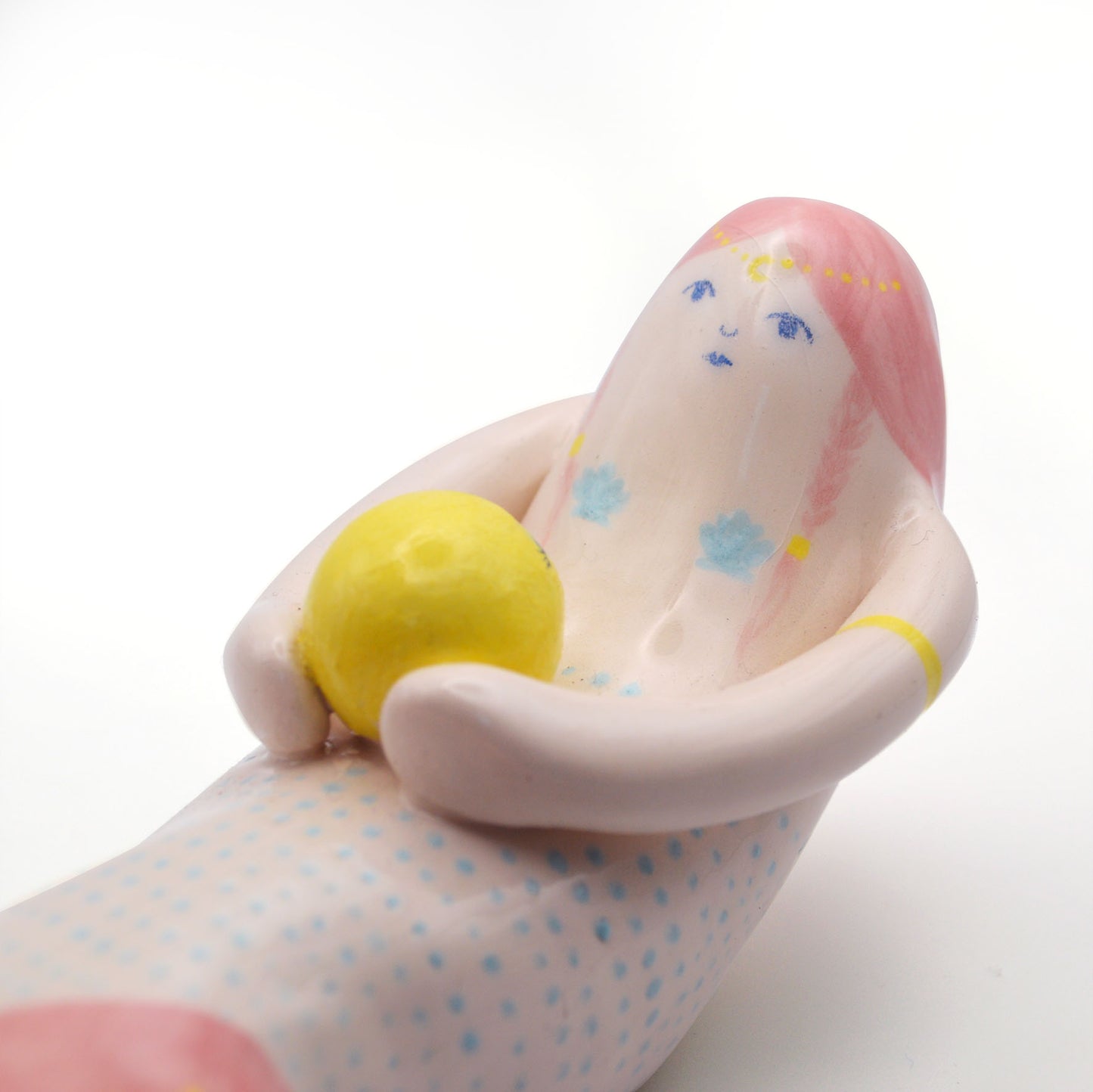 Mermaid Moon Goddess Ceramic, Ceramic mermaid Figurine