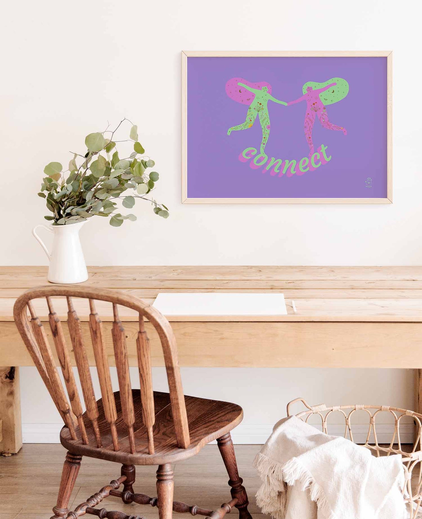 Girls Connection Art Print, Wall Art Print, Poster, Illustration