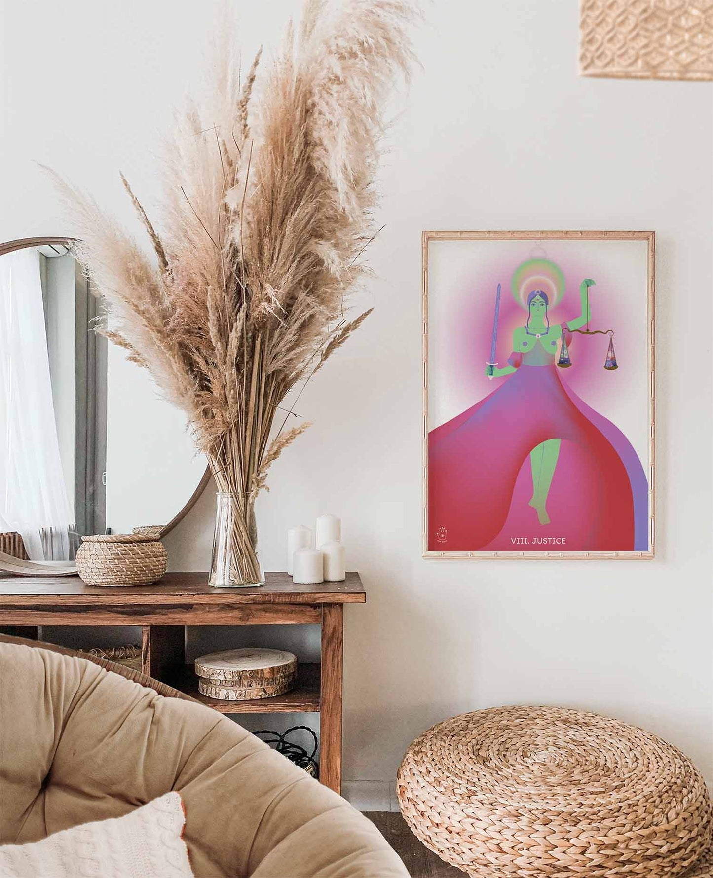 Justice Tarot Art Print, Wall Art Print, Poster, Illustration