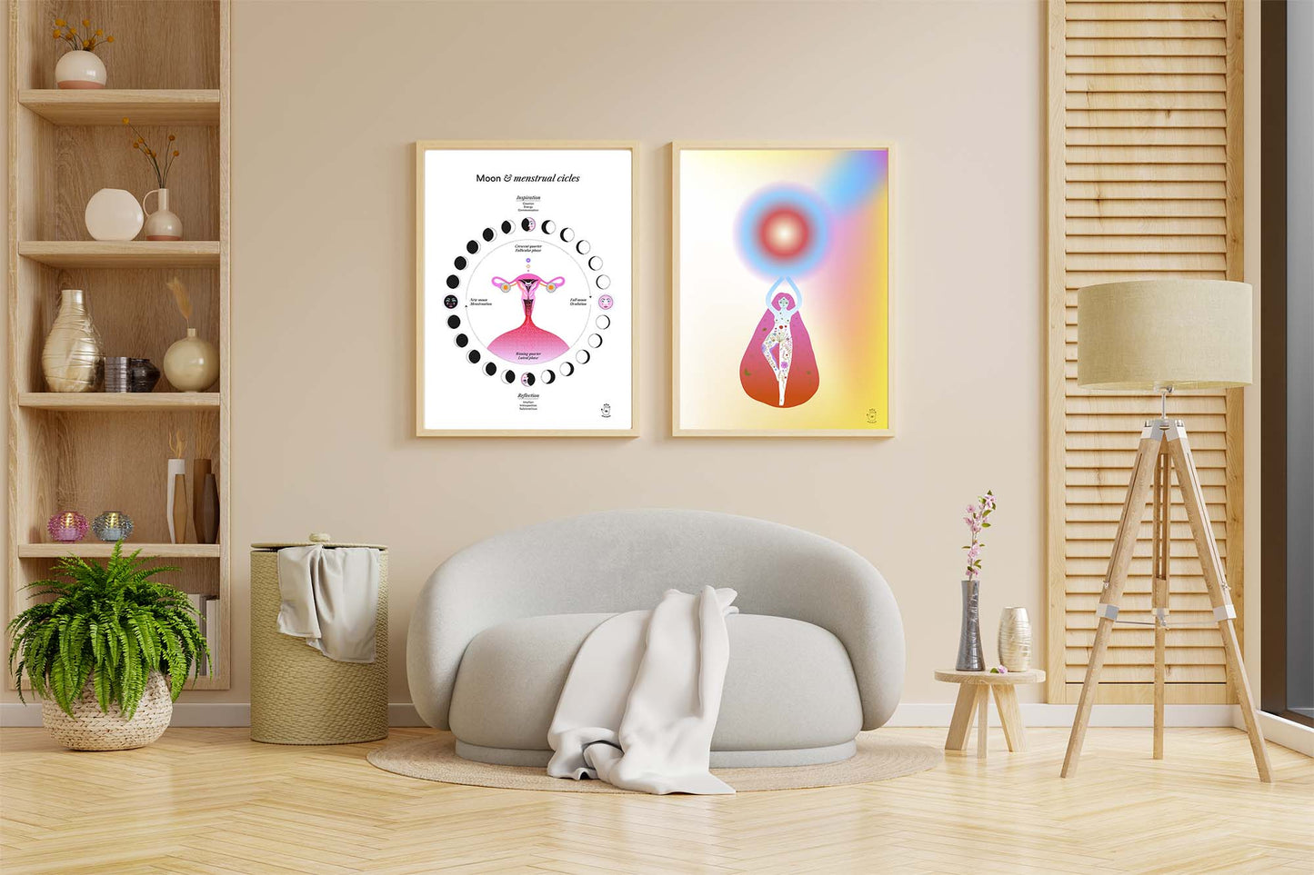 Lunar & Menstrual Cycle (w), Wall Art Print, Poster, Illustration