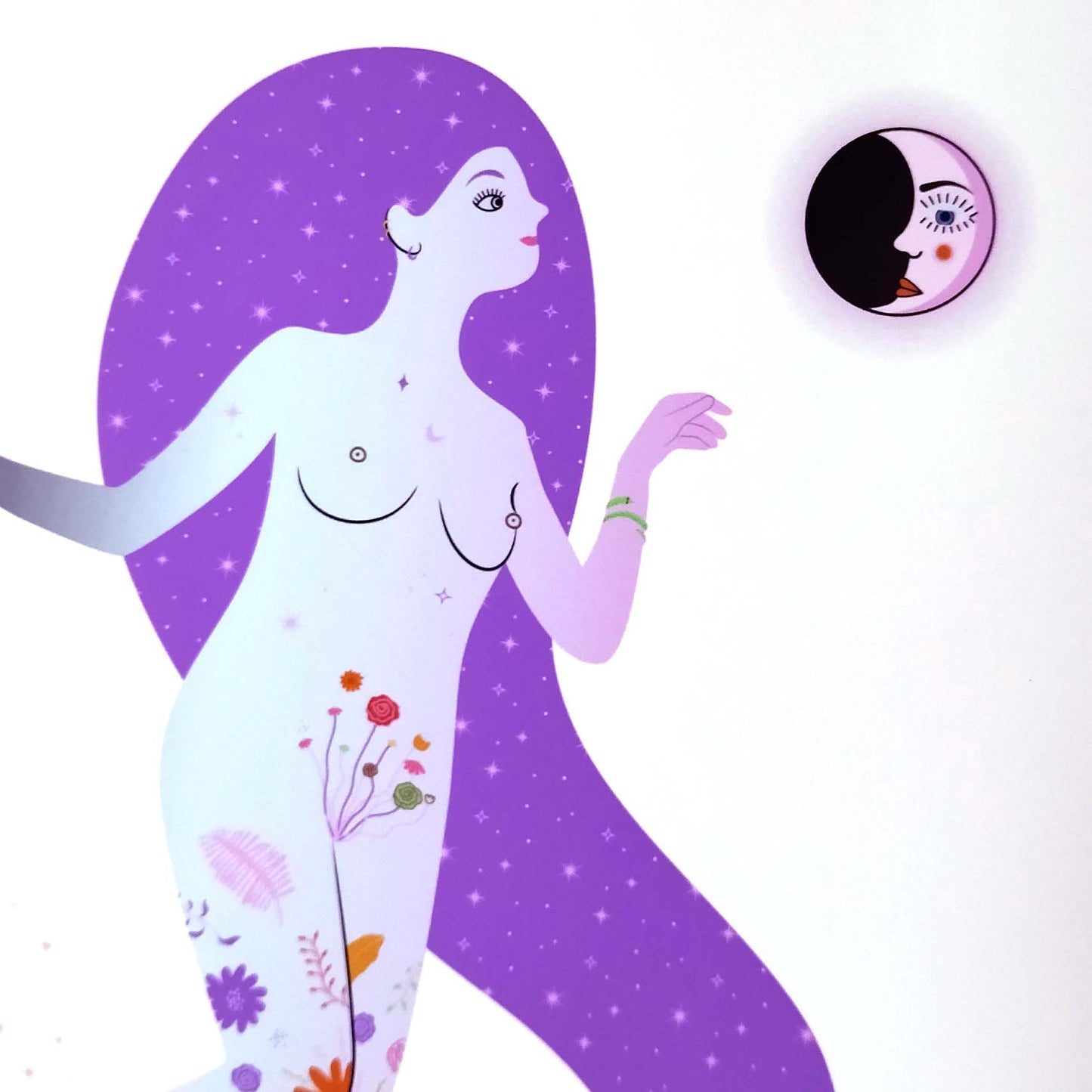 Crescent Moon Energy Art Print, Wall Art Print, Poster, Illustration