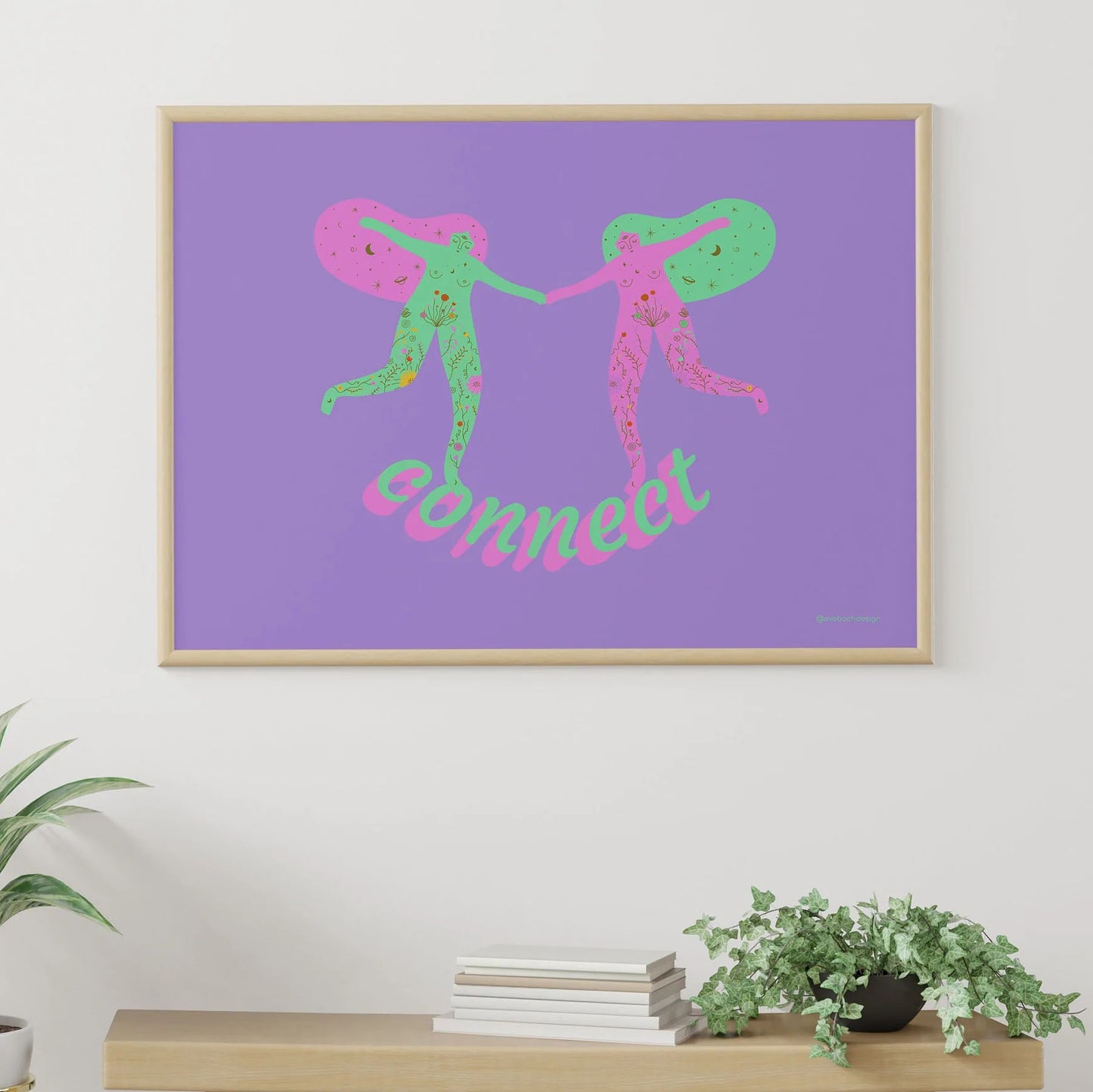 Girls Connection Art Print, Wall Art Print, Poster, Illustration