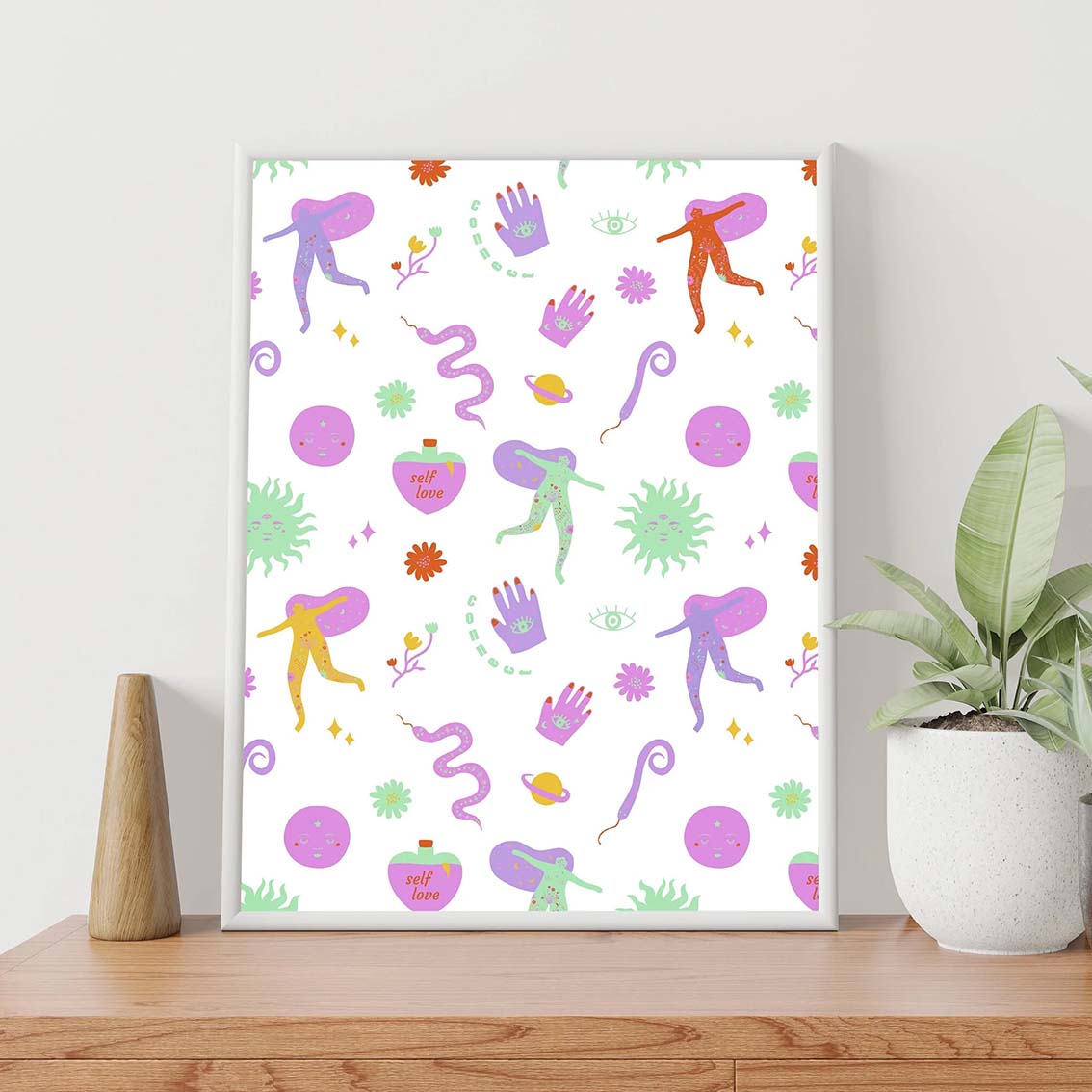 Girl Self Love Art Print, Wall Art Print, Poster, Illustration