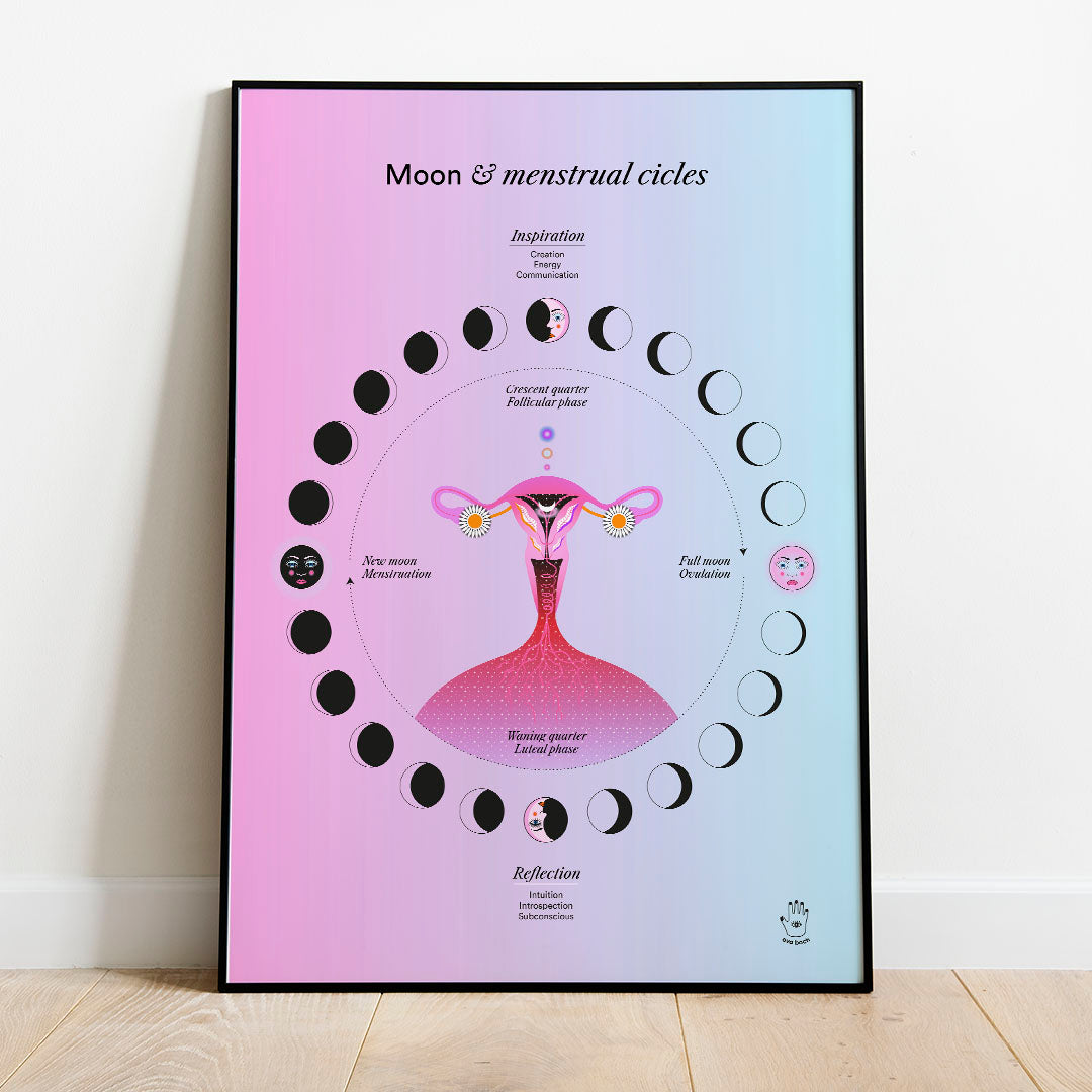 Lunar & Menstrual Cycle, Wall Art Print, Poster, Illustration