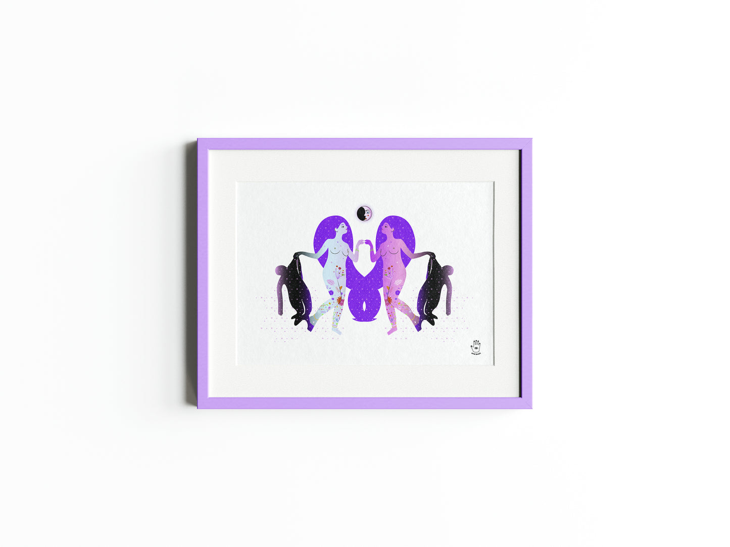 Moonlight Encounter Art Print, Wall Art Print, Poster, Illustration