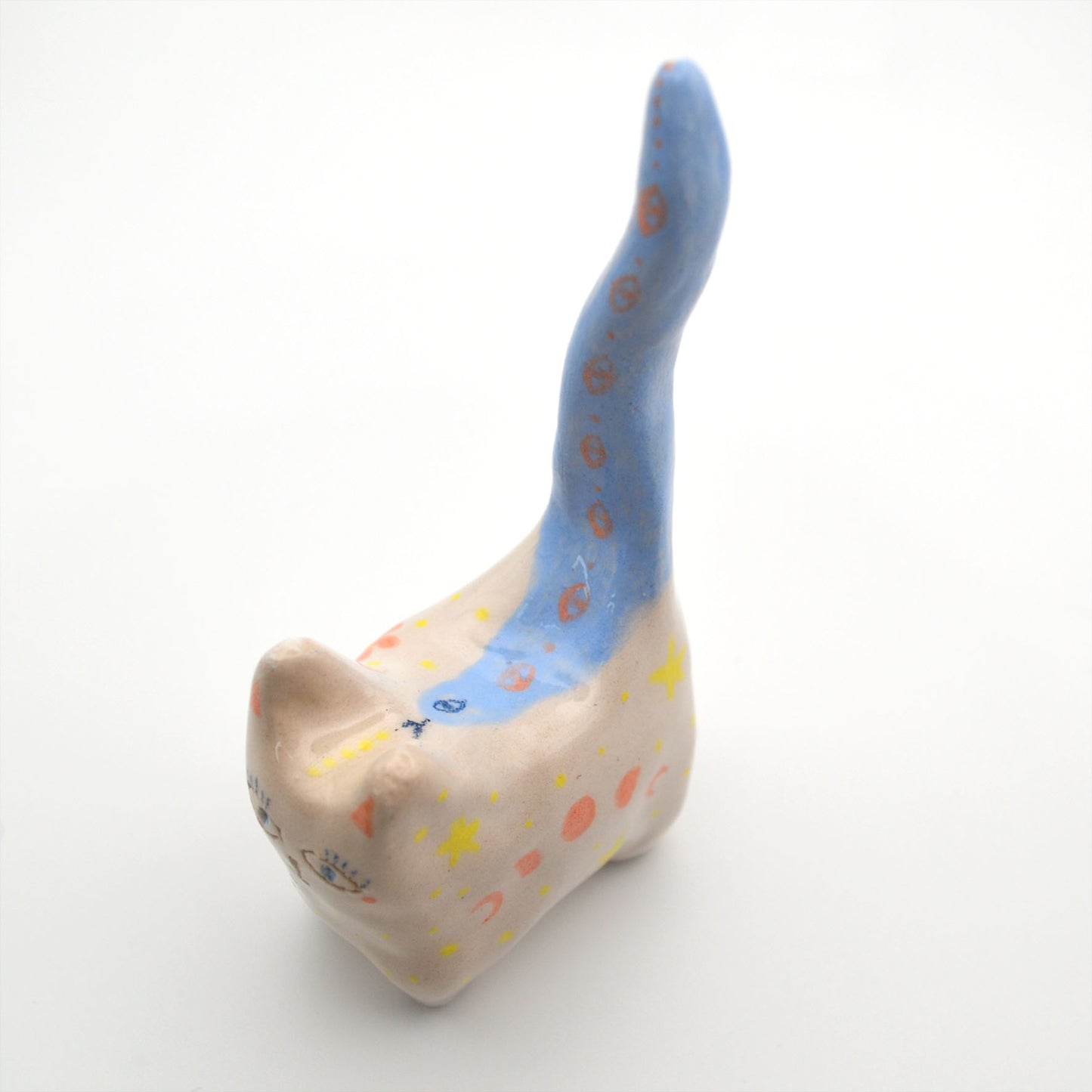 Ouroboros Cat Ring Holder, Ceramic Cat Figurine