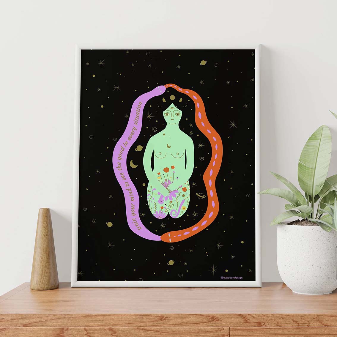 Universe Goddess Art Print, Wall Art Print, Poster, Illustration