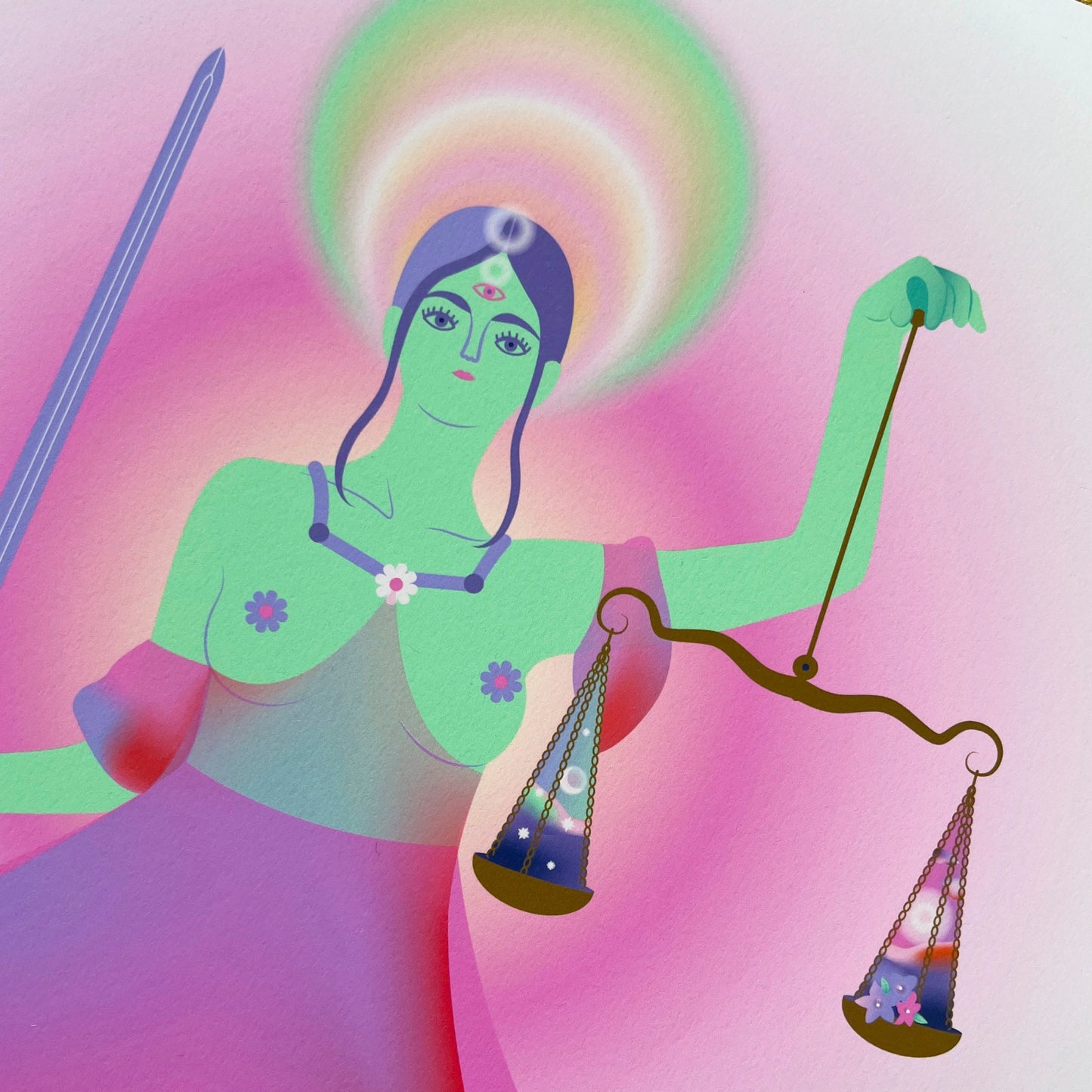 Justice Tarot Art Print, Wall Art Print, Poster, Illustration