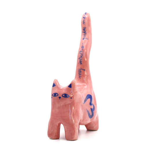 Guardian Cat Ring Holder, Ceramic Cat Figurine