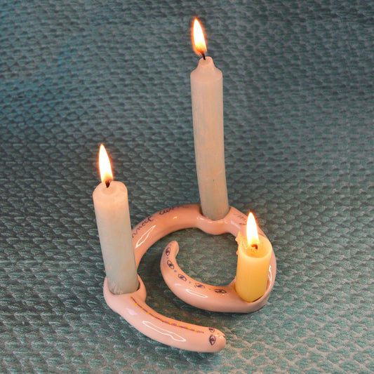 Candle Holder, Ceramic Serpent Figurine
