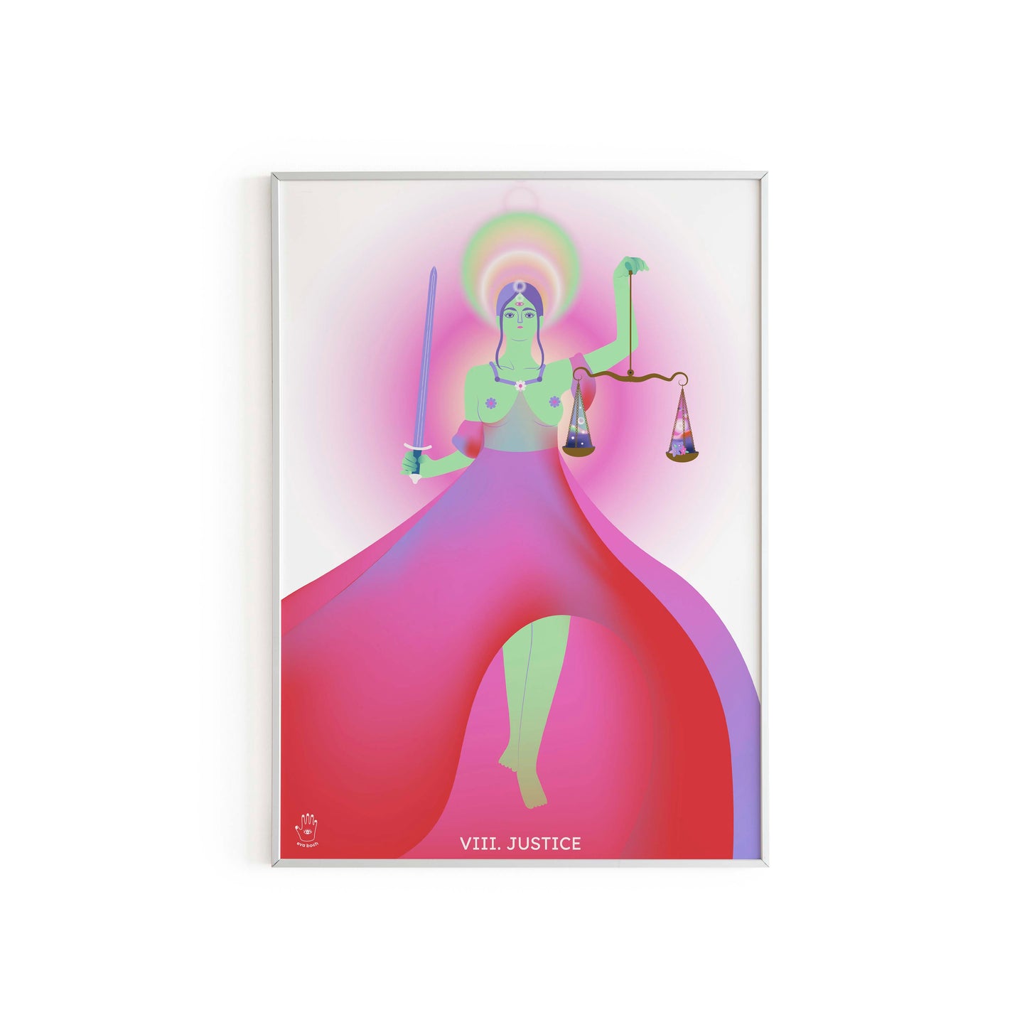 Justice Tarot Art Print, Wall Art Print, Poster, Illustration