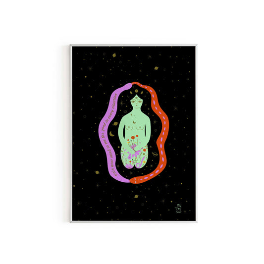 Universe Goddess Art Print, Wall Art Print, Poster, Illustration