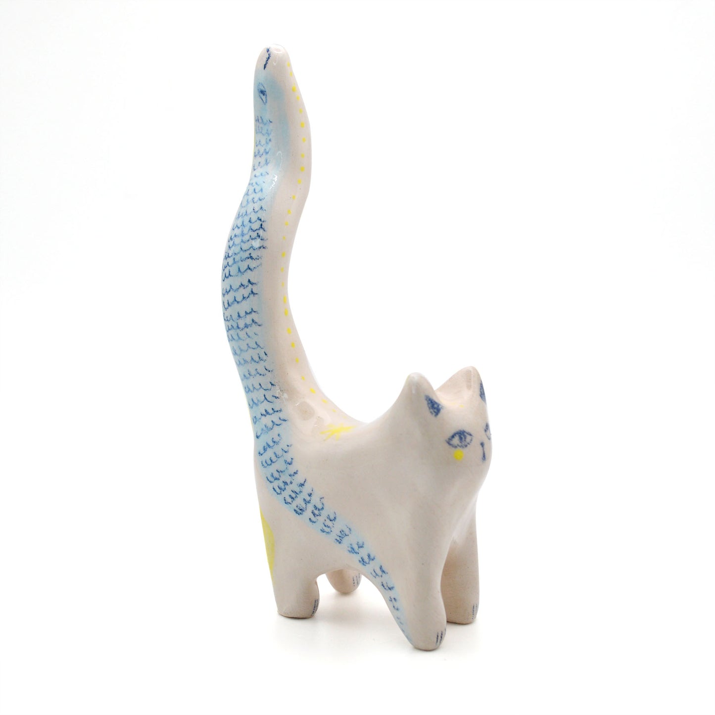 Aura Cat Ring Holder, Ceramic Cat Figurine