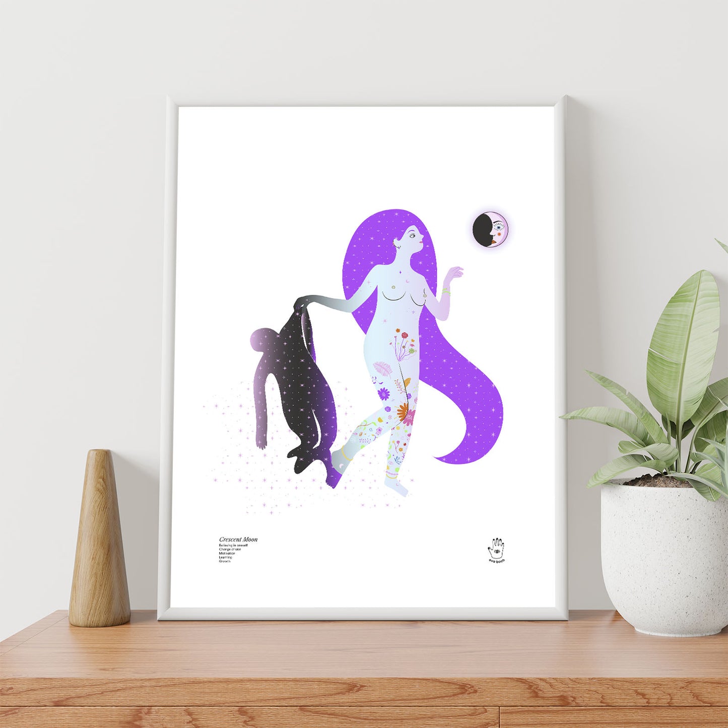 Crescent Moon Energy Art Print, Wall Art Print, Poster, Illustration