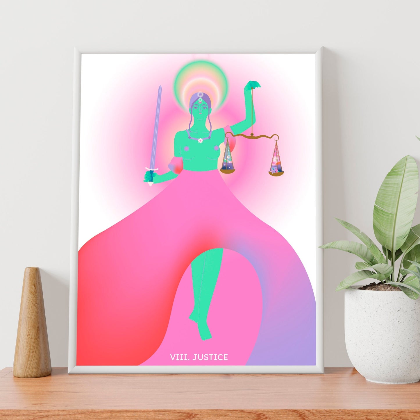 Justice Tarot Art Print, Wall Art Print, Poster, Illustration